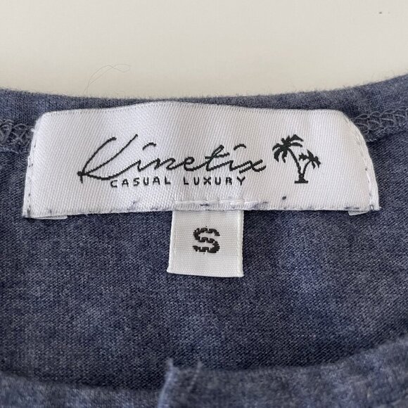 Kinetix Mens Henley Size S Casual Luxury Long Sleeve T Shirt Blue Soft NEW - Picture 3 of 4